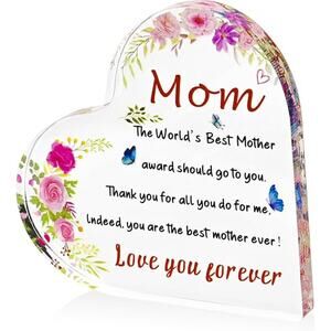 NWT ~ Large Acrylic MOM Heart Mothers Day Birthday Gift ~ Love You Forever